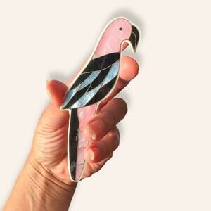 Avant-garde 1980s Parrot pearlescent brooch